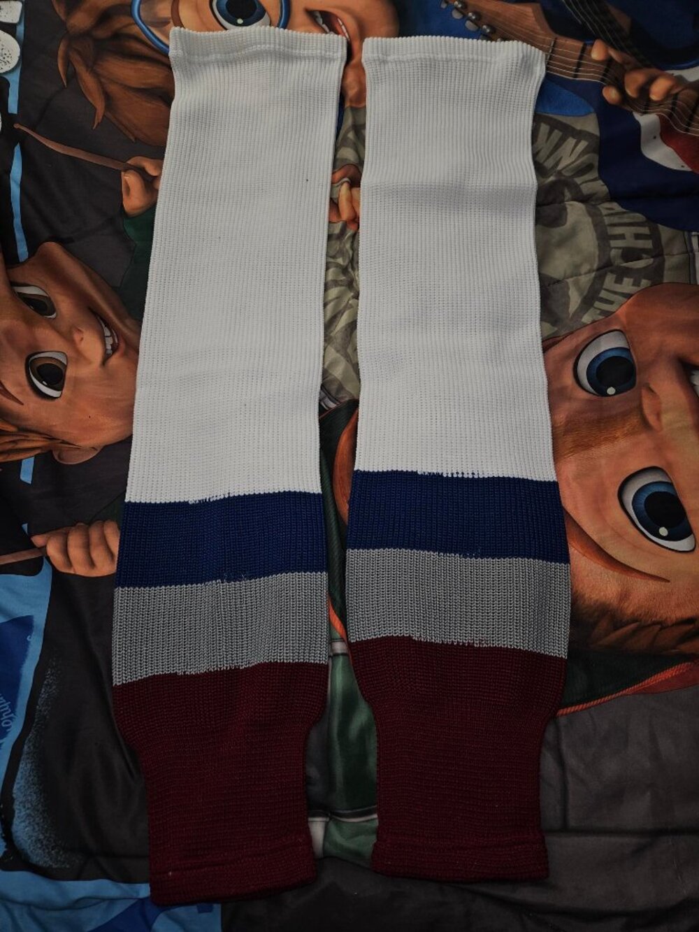 Unbranded Knitted Classic Hockey Socks - Colorado white 32" (Unused)